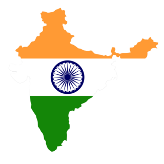 Landkarte Indien in Landesfarben
