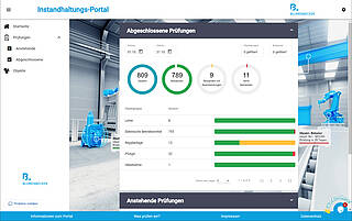 Das Kundenportal Instandhaltung von Blumenbecker ermöglicht die übersichtliche Verwaltung der gesetzlich vorgeschriebenen Prüfungen.