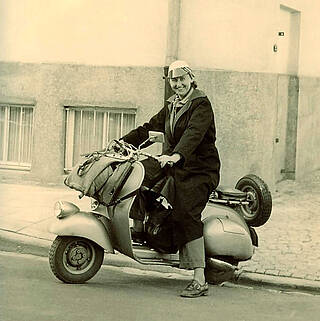 Marianne Blumenbecker on a scooter during the study period