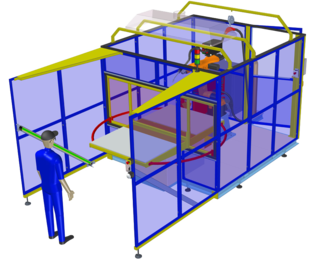 Arc2GO with electric turntable Blumenbecker's Arc2GO robot welding cell with an electric two-station turntable