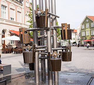 "Pütt"-Brunnen auf dem Marktplatz in Beckum