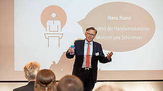 Hans Hund has a speech during the opening ceremony