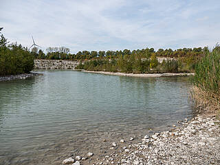 The blue lagoon is a former limestone quarry.