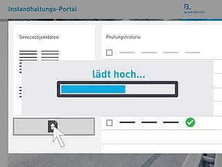 Screen des Kundenportals Instandhaltung mit der Upload-Funktion