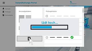 Screen des Kundenportals Instandhaltung mit der Upload-Funktion