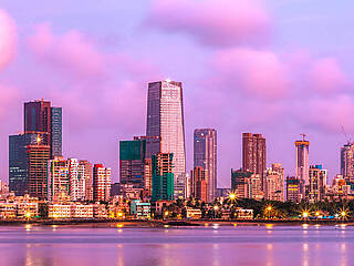 The skyline of the 20-million-metropolis Mumbai 