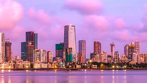 The skyline of the 20-million-metropolis Mumbai 